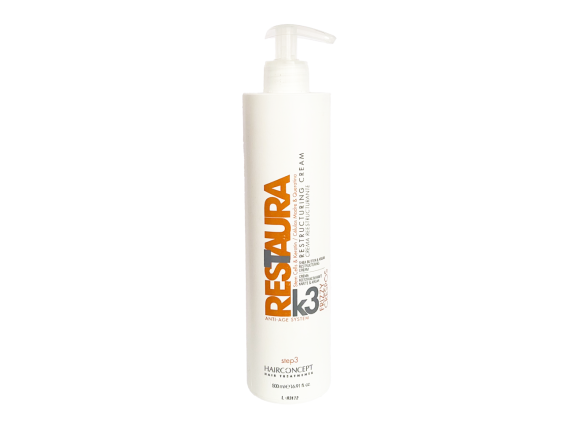 Hairconcept Professional Restaura K3 Anti-age cream frizzy, Crema restructuranta pentru par gros si rezistent, pas 3, 500ml