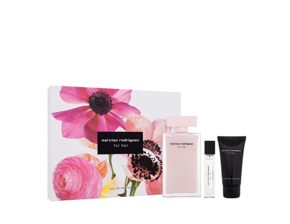 Set Narciso Rodriguez For Her, Femei, Eau De Parfum, 100ml + Lotiune de corp 50ml + Eau De Toilette 10ml