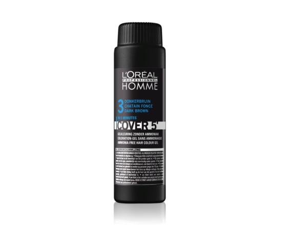 Gel colorant L`Oreal Professional Homme Cover 5 `No 3, Dark Brown, 3x50ml