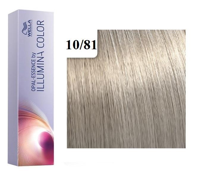 Vopsea permanenta Wella Professionals Illumina Color 10/81, Blond Luminos Deschis Perlat Cenusiu, 60ml