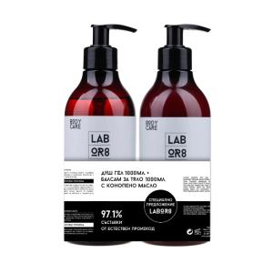 Beauty Box LABOR8 Gel de dus 1000ml + Balsam corp 1000ml, Kit BIO de ingrijire a corpului
