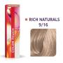 Vopsea semipermanenta Wella Professionals Color Touch 9/16, Blond Luminos Cenusiu Violet, 60ml