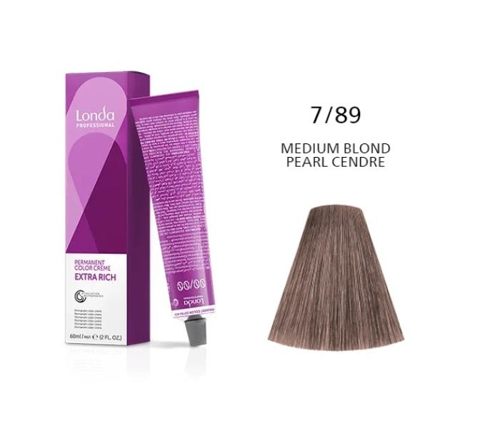 Vopsea permanenta Londa Professional 7/89, Blond Mediu Albastrui Perlat, 60ml