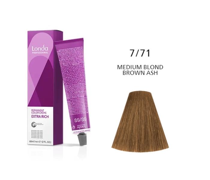 Vopsea permanenta Londa Professional 7/71, Blond Mediu Maro Cenusiu, 60ml