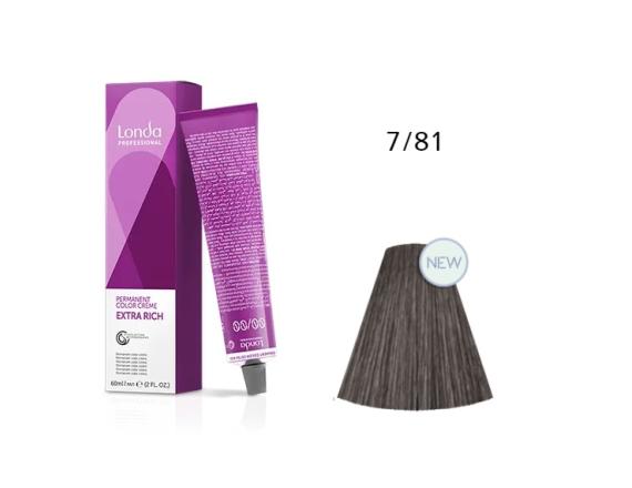 Vopsea permanenta Londa Professional 7/81, Blond Mediu Gri, 60ml