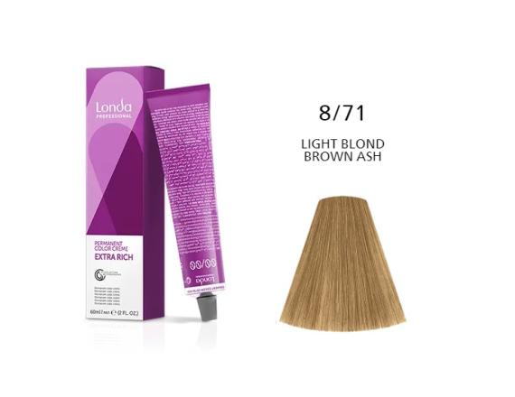 Vopsea permanenta Londa Professional 8/71, Blond Deschis Maro Cenusiu, 60ml