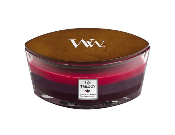 WoodWick Sun Ripened Berries Trilogy, Lumanare Parfumata, 609.5g