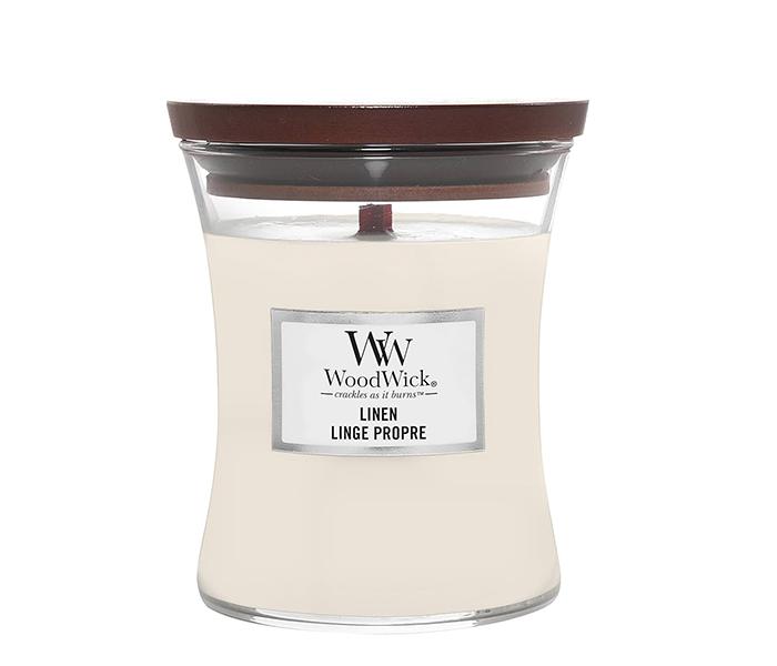 WoodWick Linen, Lumanare Parfumata, 275g