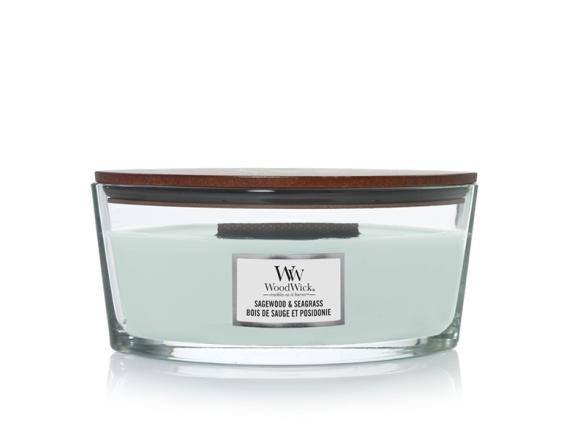 WoodWick Sagewood And Seagrass, Lumanare Parfumata, 453.6g