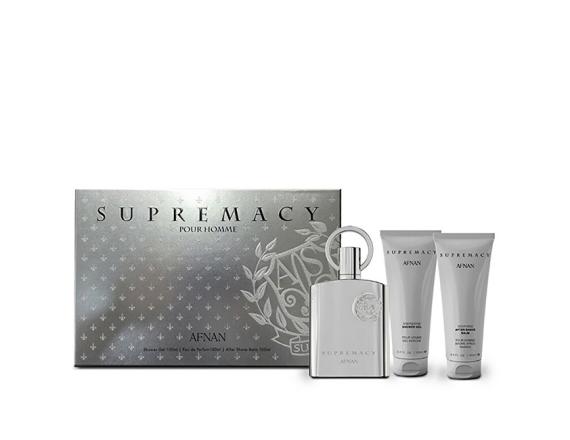 Afnan Supremacy Silver, Barbati, Eau De Parfum 100ml + Gel de Dus 100ml + Balsam after Shave 100