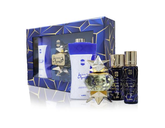 Set Ajmal Qasida Eau De Parfum 60ml + Pudra Corp 80gr + Bodyspray50 ml + Parfum Par 30ml