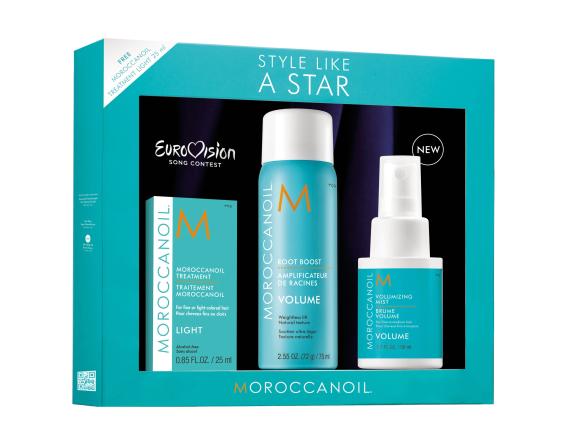 Set Moroccanoil Style Like A Star Volume Box, Lotiune styling 50ml + Spray Root Boost 75ml + Tratament Light 25ml