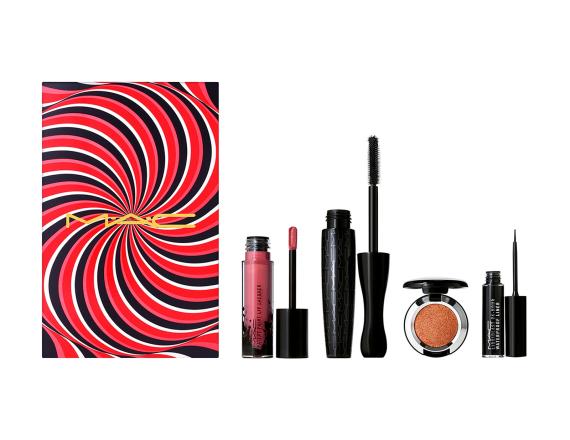 Mac Ace Your Face Look In A Box Neutral Eyes And Lips Set: Patent Paint Lip Lacquer + Dazzleshadow Extreme Couture Cooper + Liquidlast 24-Hour Waterproof Linerblack + In Extreme Dimension 3D Black Lash Mascara