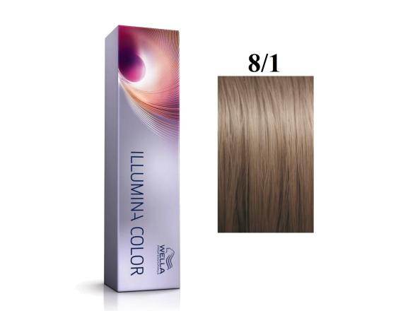 Vopsea permanenta Wella Professionals Illumina Color 8/1, Blond Deschis Cenusiu, 60ml