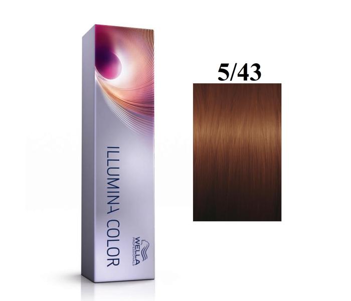 Vopsea permanenta Wella Professionals Illumina Color 5/43, Castaniu Deschis Rosu Auriu, 60ml