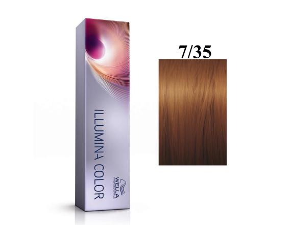 Vopsea permanenta Wella Professionals Illumina Color 7/35, Blond Mediu Auriu Mahon, 60ml