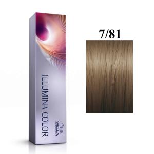Vopsea permanenta Wella Professionals Illumina Color 7/81, Blond Mediu Albastru Cenusiu, 60ml