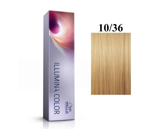 Vopsea permanenta Wella Professionals Illumina Color 10/36, Blond Luminos Deschis Auriu Violet, 60ml