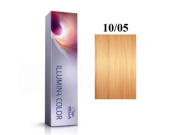 Vopsea permanenta Wella Professionals Illumina Color 10/05, Blond Luminos Deschis Natural Mahon, 60ml