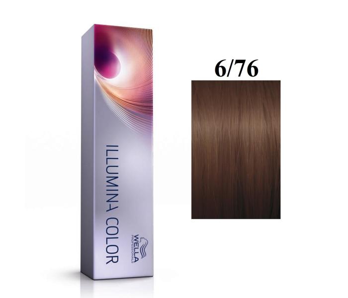 Vopsea permanenta Wella Professionals Illumina Color 6/76, Blond Inchis Maro Violet, 60ml
