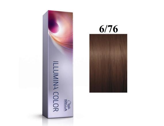 Vopsea permanenta Wella Professionals Illumina Color 6/76, Blond Inchis Maro Violet, 60ml