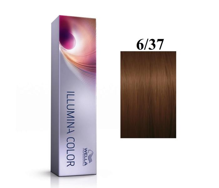 Vopsea permanenta Wella Professionals Illumina Color 6/37, Blond Inchis Auriu Castaniu, 60ml