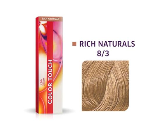 Vopsea semipermanenta Wella Professionals Color Touch 8/3, Blond Deschis Auriu, 60ml