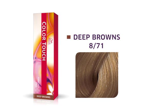 Vopsea semipermanenta Wella Professionals Color Touch 8/71, Blond Deschis Castaniu Cenusiu, 60ml