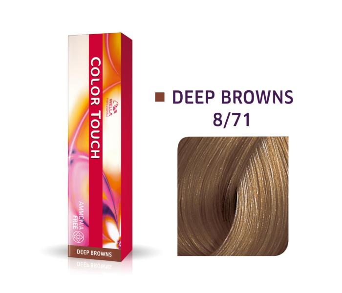 Vopsea semipermanenta Wella Professionals Color Touch 8/71, Blond Deschis Castaniu Cenusiu, 60ml