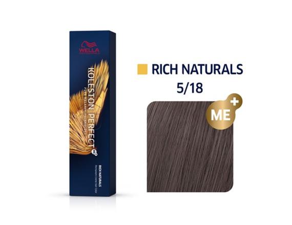 Vopsea permanenta Wella Professionals Koleston Perfect 5/18, Saten Deschis Cenusiu,60ml