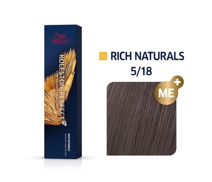Vopsea permanenta Wella Professionals Koleston Perfect 5/18, Saten Deschis Cenusiu,60ml