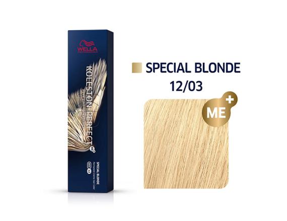 Vopsea permanenta Wella Professionals Koleston Perfect 12/03, Blond Special Natural Auriu, 60ml