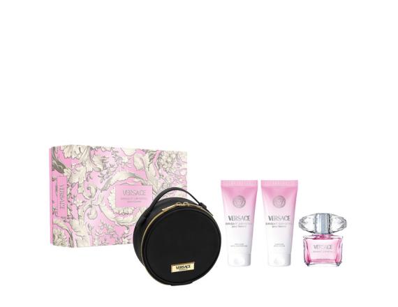 Set Versace Bright Crystal, Femei, Eau De Toilette 90ml + Lotiune Corp 100ml + Gel de Dus 100ml + Geanta Cosmetice