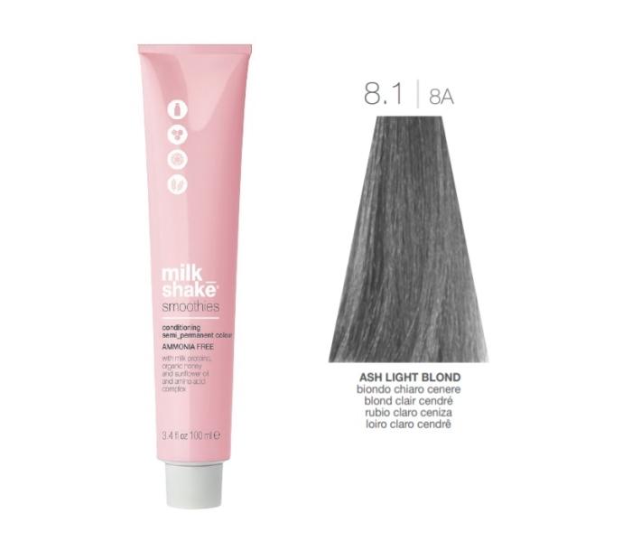 Vopsea semi-permanenta Milk Shake Smoothies 8.1|8A, Blond Deschis Cenusiu, 100ml