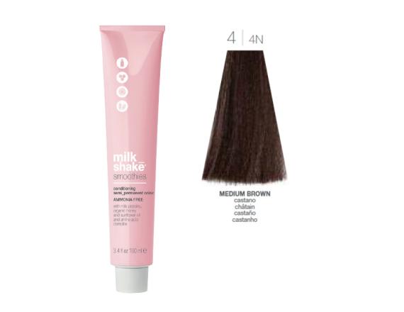 Vopsea semi-permanenta Milk Shake Smoothies 4|4N, Castaniu Mediu Natural, 100ml