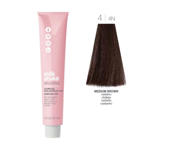 Vopsea semi-permanenta Milk Shake Smoothies 4|4N, Castaniu Mediu Natural, 100ml