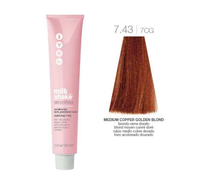 Vopsea semi-permanenta Milk Shake Smoothies 7.43|7CG, Blond Mediu Auriu Aramiu, 100ml