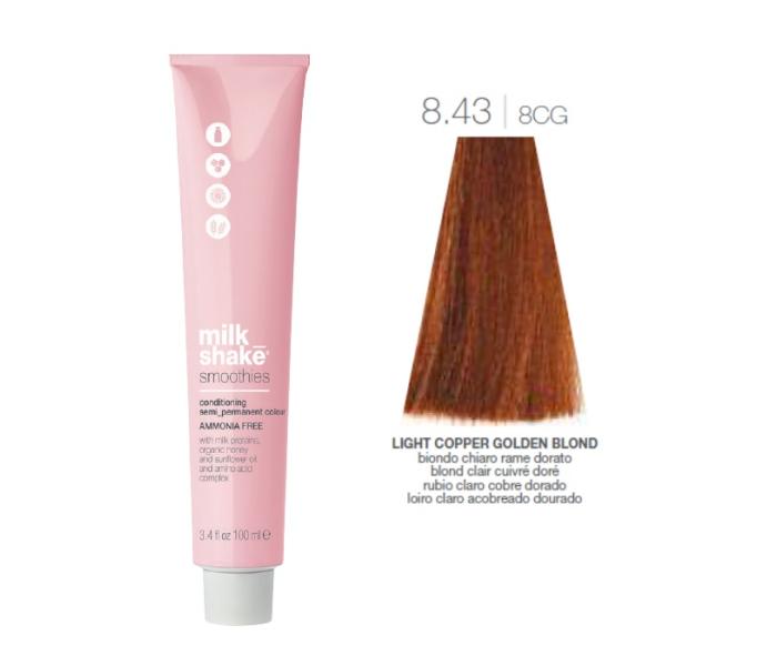 Vopsea semi-permanenta Milk Shake Smoothies 8.43|8CG, Blond Deschis Auriu Aramiu, 100ml
