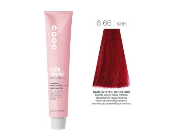 Vopsea semi-permanenta Milk Shake Smoothies 6.66|6RR, Blond Inchis Rosu Intens, 100ml