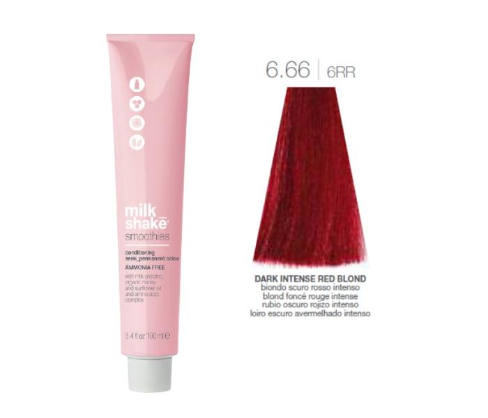 Vopsea semi-permanenta Milk Shake Smoothies 6.66|6RR, Blond Inchis Rosu Intens, 100ml