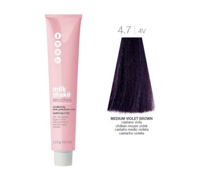 Vopsea semi-permanenta Milk Shake Smoothies 4.7|4V, Castaniu Mediu Violet, 100ml