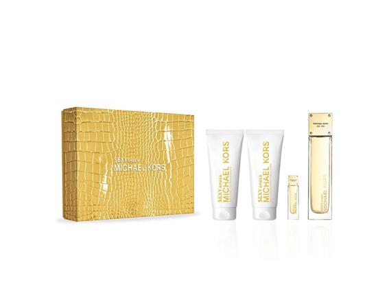 Set Michael Kors Sexy Amber, Femei, Eau de Parfum, 100ml + Lotiune Corp 100ml + Gel de Dus 100ml + Eau de Parfum 5ml